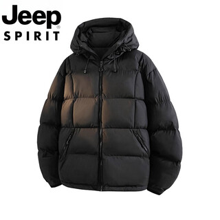 Jeep international brand hooded cotton clothes men's winter 2025 new casual thickened windproof warm cotton clothes casual jackets black s recommended 85-100jin jin equals 0.5 kg