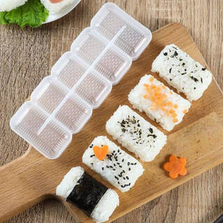 Mitsubishi tiger warship sushi mold one-piece molding bag handheld sushi rice pressing mold household japanese cuisine making sushi tools five connected grids 1 pack