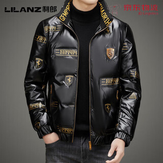 Lilanz men's glossy no-wash down jacket short winter style thickened warmth trendy handsome casual duck black l _recommended 100-120jin jin equals 0.5kg to wear