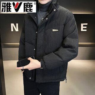 Yalu chao brand korean version men's white duck down jacket 2026 winter new style thickened young handsome short bread jacket black m