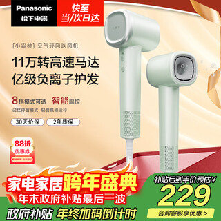 Panasonic's state-subsidized high-speed hair dryer, quick-drying negative ion hair dryer for home use, does not hurt, sends girlfriend new year's gift, small forest spring green eh-ne6l
