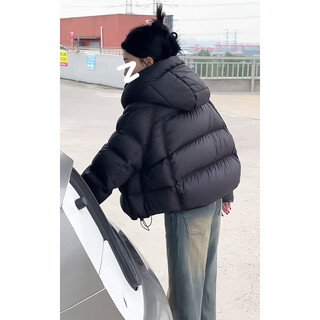 Garnuo puff black short down jacket for women 2026 winter new style small 90 white duck down thickened bread jacket cuttlefish black s 80-105jin jin is equal to 0.5 kg