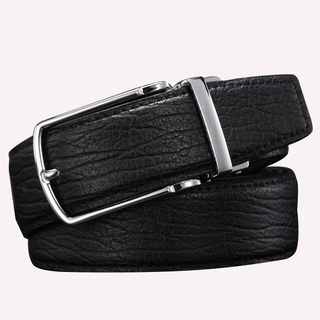 Lism light luxury high-end men's new genuine leather pin buckle belt fashion retro first layer cowhide simple belt black silver buckle 105cm