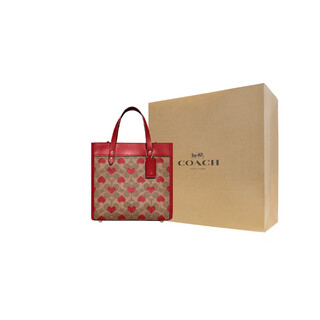 Coach field classic presbyopia love print canvas with leather tote bag shopping bag shoulder crossbody gift box (basic pack + yellow counter gift box) default
