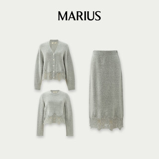 Marius | warm fireplace wool blend loose lace splicing crew neck knitted pullover/skirt hepburn black pullover l