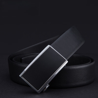 Lism light luxury high-end men's automatic buckle men's fashion belt simple business formal trousers belt trendy leather belt q black 125cm