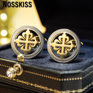 Nosskiss new gold and silver contrast color cufflinks high-end simple fashion iris french shirt cuff nails birthday gifts golden cross