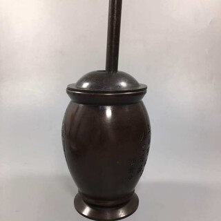 Sjbob brass medicinal pounding jar, grinding chinese herbal products, garlic pounding device, huatuo pounding device, crafts, traditional chinese medicine ornaments, copper-colored medicinal pounding jar_height 23 cm