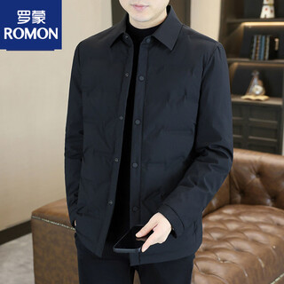 Romon goose down 2025 winter new men's lightweight down jacket business casual dad wear high-end jacket 5858 navy goose down jacket m weight 90-115jin jin equals 0.5 kg