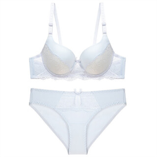 Triumph european and american brand sexy lace bra set push-up women's underwear, breast-retracting adjustment type push-up shaping bra, white 80c