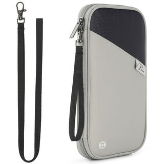 Yusenyi anti-theft brush passport bag, portable document storage bag, large capacity waterproof wallet, overseas travel card bag, gray and black, comes with a lanyard and a passport case