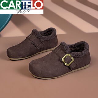 Cartelo birkenstock shoes for women winter plus velvet 2025 new thick-soled slip-on lazy furry cotton shoes large size women's shoes 41-43 coco 39