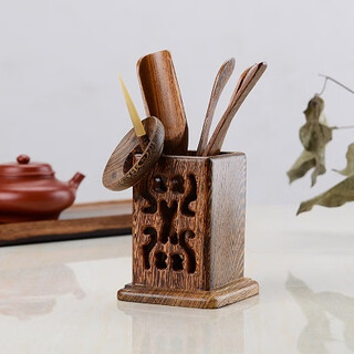 Lion aokang ebony chicken wing wood six gentlemen tea ceremony accessories kung fu tea set solid wood tea clips tea spoon combination tea art set ornaments square tea ceremony six gentlemen (chicken wing wood)