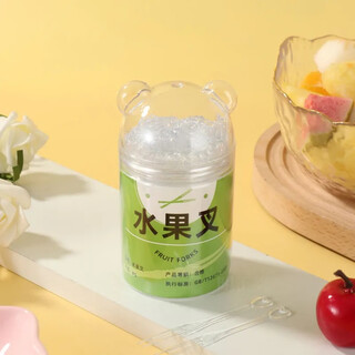 Dnx fruit fork disposable fork and spoon canned portable storage transparent thickened fork household commercial food grade fruit picks love fork panda canned 200 pieces