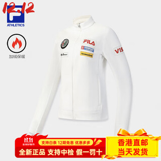 FILA女士针织长袖外套2025冬季新款滑雪运动摇粒绒上衣 玉石白-WT S 160_80A_