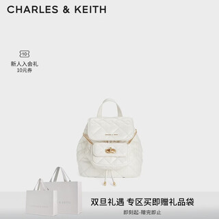 Charles&keith classic diamond large capacity backpack backpack student school bag women's bag new year gift ck2-60151400