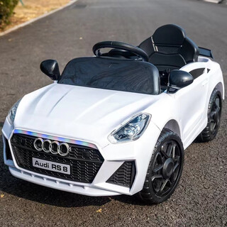 Yu enni audi children's electric car four-wheeled with remote control baby car men and women toy car can sit on the charging stroller white dual drive + swing + remote control + bluetooth early education
