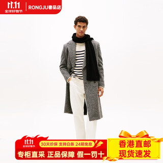 Tommy hilfigertommy25 new autumn and winter men's cotton blended simple small embroidered logo casual warm knitted scarf black bds