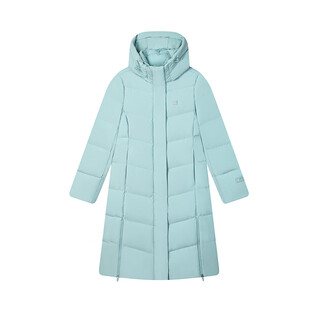 斐乐（FILA）保暖长款连帽羽绒服 女款 晖石蓝 冬季保暖舒适百搭潮流 晖石蓝 XL