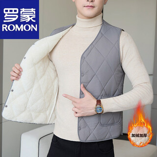 Luo meng autumn and winter imitation lamb velvet inner wear men's cotton-padded jacket light and thin casual men's liner dad business versatile stand-up collar cotton-padded jacket gray velvet vest 3xl