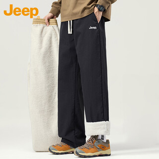 Jeep jeep velvet pants men's casual pants winter warm northeast ski coldproof pants black velvet 2xl