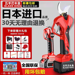 Wuyangrenmuhuang tijeras eléctricas con batería de litio de calidad importadas de japón, artefacto de tijeras eléctricas de litio para podar árboles frutales de jardín recargables, dos baterías y una carga, 5,0 cm, regalo de caja de plástico de lujo gratis, calidad importada de japón, cobre puro sin escobillas, batería de larga duración