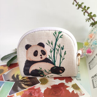 Yunluo cotton and linen small fresh coin purse small mini lipstick bag student cute japanese zipper short wallet women bamboo panda