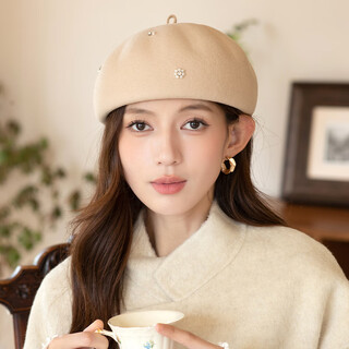 Saimandie real wool beret women's autumn and winter new french beret 2026 pumpkin hat japanese octagonal hat wool felt hat off-white m (56-58cm)