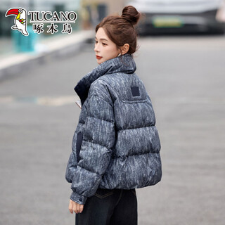 Woodpecker short down jacket women's 2026 winter new high-end small thick loose warm jacket top temperament navy blue quality upgraded version s