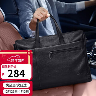 Golf (golf) business briefcase men's soft leather handbag 15.6/16 inch computer bag office business trip shoulder crossbody bag