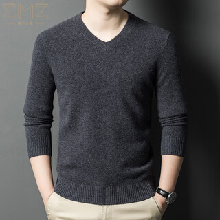 Emz ordos pullover aus reiner wolle für herren im herbst und winter, verdickter pullover mit v-ausschnitt, lose innenstrickbasis, v-ausschnitt/dunkelgrau, v-ausschnitt/dunkelgrau, l 170, empfohlen 115–130 jin jin entspricht 0,5 kg