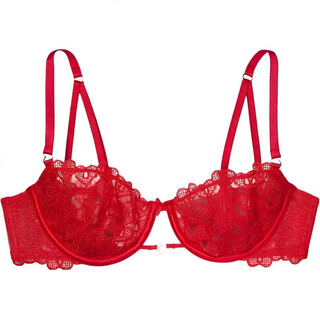 Victoria's secret flower lace love metal decoration unpadded hollow 1/2 cup zodiac year bra women's lip red 4xl 36dd