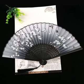 Yusenyi chinese fan folding fan ancient style women's dancing costume hanfu horse skirt folding student gift fan summer dark fragrance sparse shadow