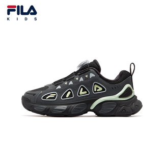 Fila children's running shoes 2025 winter velvet men's and women's sports shoes for middle and large children black_castle gray-bl 33 size 33_inner length 20.5cm
