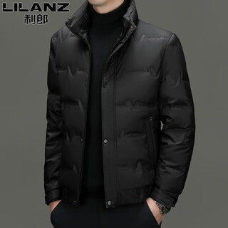 Lilanz down jacket men's winter stand collar business casual young and middle-aged short lightweight down jacket fashion jacket men black 2369 m (170) -