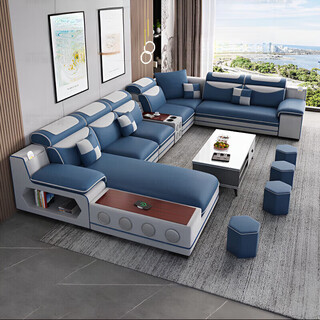 Shengyuan 2026 new sofa living room cat scratch cloth comfortable technology cloth large and small apartment modern simple fabric sofa combination new cat scratch technology cloth sponge version 7 colors optional combination 4m seven-piece set free 4 small square stools