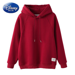 Disney parent-child sweatshirts plus velvet and thickening for mother and daughter 2025 new autumn and winter new year's greetings for a family of three or four western-style suits plus velvet red hat 150