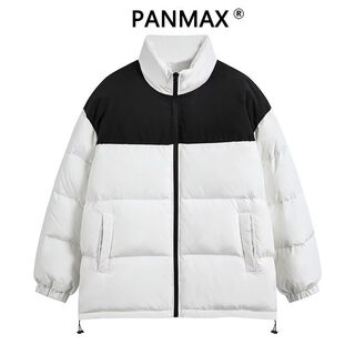 Panmax ropa de algodón combinación de colores moda de invierno chaquetas de algodón con empalme cálido color de contraste panadería cuello alto ropa de algodón para hombres chaqueta blanco m recomendado 80-100 jin jin es igual a 0,5 kg