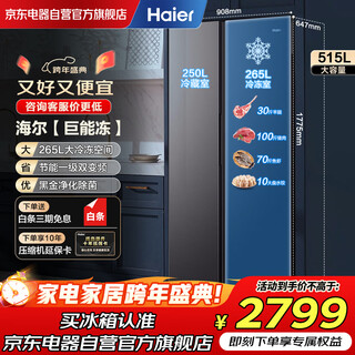 Haier refrigerator double door 515 liter large capacity household appliances national subsidy 20% first-class energy efficiency energy saving household frequency conversion air-cooled frost-free bcd-515wlhsseds9