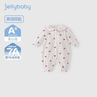 Jellybaby 7a antibacterial lace collar long-sleeved jumpsuit 26 new spring style girls' full-print crawlsuit skin-friendly baby
