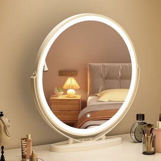 Dyqt desktop intelligent led makeup mirror with light girls bedroom room desktop internet celebrity cream style dressing table mirror thousands of people repeat purchase plug-in 40 mirror surface-fashion white