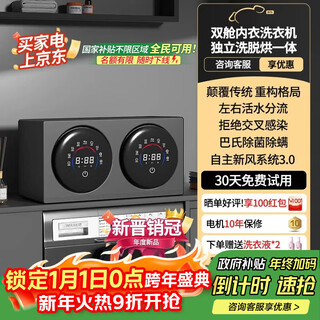 Gelishi wall-mounted double-compartment small underwear washing machine for babies, fully automatic washing and drying integrated drum double barrel mini lazy washing machine, sock washing artifact, desktop pro (stainless steel liner | deep stain removal | free door-to-door installation)