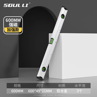 Level high-precision household small level water level with strong magnetic aluminum alloy ruler balance measurement mini level double-head rubber-coated upgraded model strong magnetic 600mm