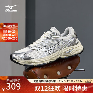 Mizuno (mizuno) racer v2 25 years new high street functional retro trendy jogging shoes for men and women cushioning and breathable running shoes 06 light yellow/silver/dark apricot 41 (265mm)