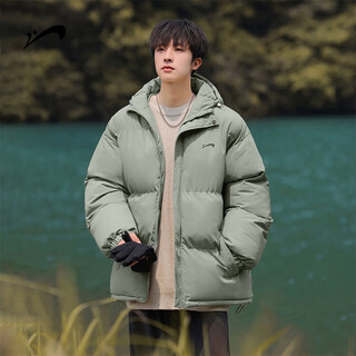 Guirenniao down cotton jacket men's winter thickened 2025 new men's hooded jinjiang cotton jacket warm winter clothes gray green 3xl