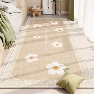 Fantasy bedroom green bedside carpet room simple bay window mat master bedroom foot mat girl's bed front long floor mat simple flower 6 50x120cm. floor protection mat