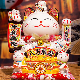 Youjia's good-quality lucky cat automatically shakes hands to make fortune cat living room ornaments store opening popular items housewarming gift 12-inch large size