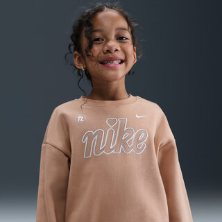 Nike (nike) official flagship toddler soft printed round neck sweatshirt girls comfortable velvet knitted casual top iq2897 200 ephedra 175 l