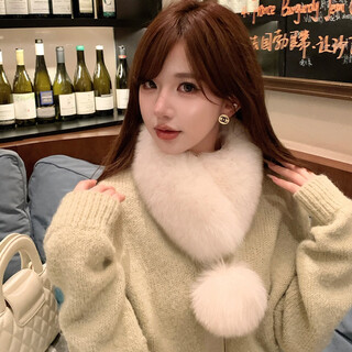 Nanmuxiong scarf women's autumn and winter korean version new winter versatile big fur ball windproof and warm imitation fox fur scarf fur collar scarf white