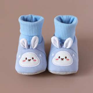 其他的  THE OTHER婴儿鞋袜0一6月春婴儿鞋子新生儿步前鞋3不掉软底一体袜子鞋布底5 蓝色小兔【春秋】 12 内长12cm 【参考8-12月】